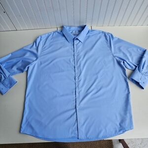 Fahizo Blue 4XL Long Sleeve Bamboo Blend Men's Button Up Dress Shirt Easy Care